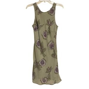 Wild Fable Dress Sleeveless Tank Green Purple Floral Chiffon High Neck Small